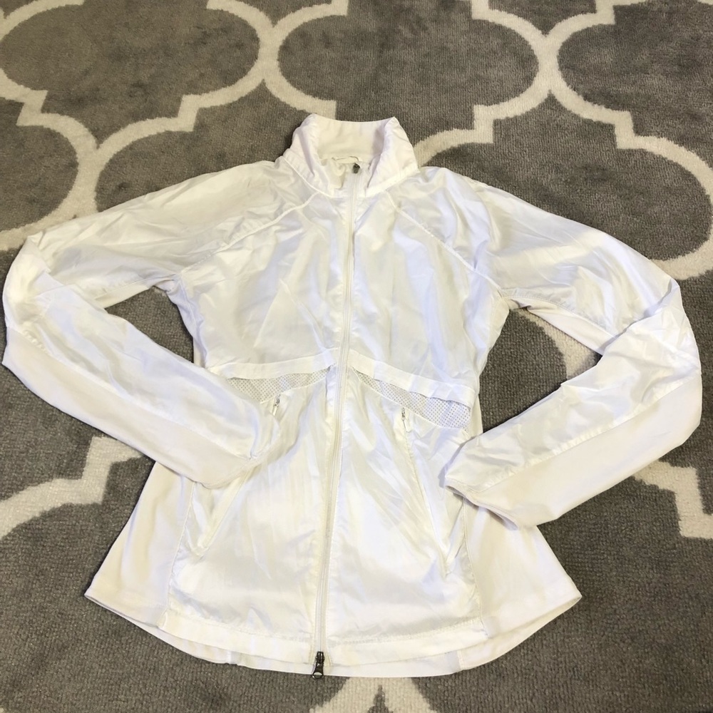 Nike Jacket Womens XS Vented Athletic White Thumbholes Fitted Full Zip